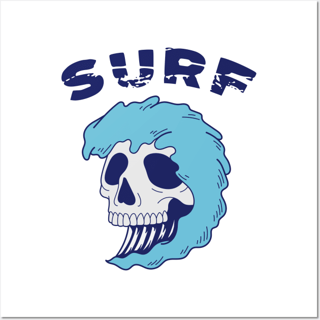 skull surf wild Wall Art by AMRIART